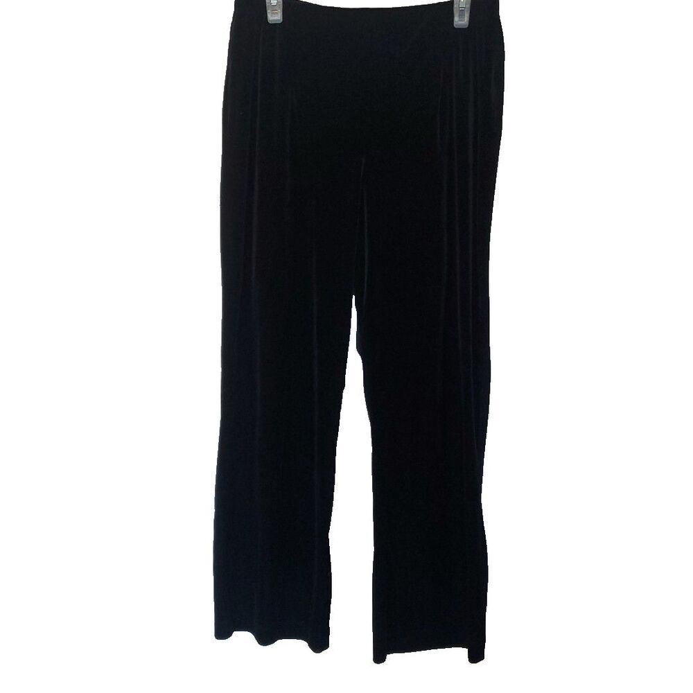 Chicos Black Velour Pants Slinky Womens Size 3 Short, XL Stretch Pull On Chico's